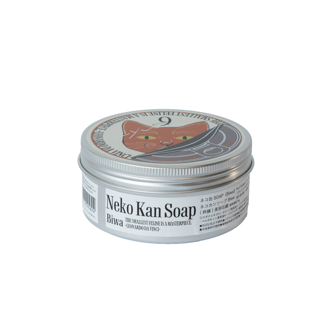 《数量限定》 ネコ缶SOAP《Biwa》&猫巾着セット