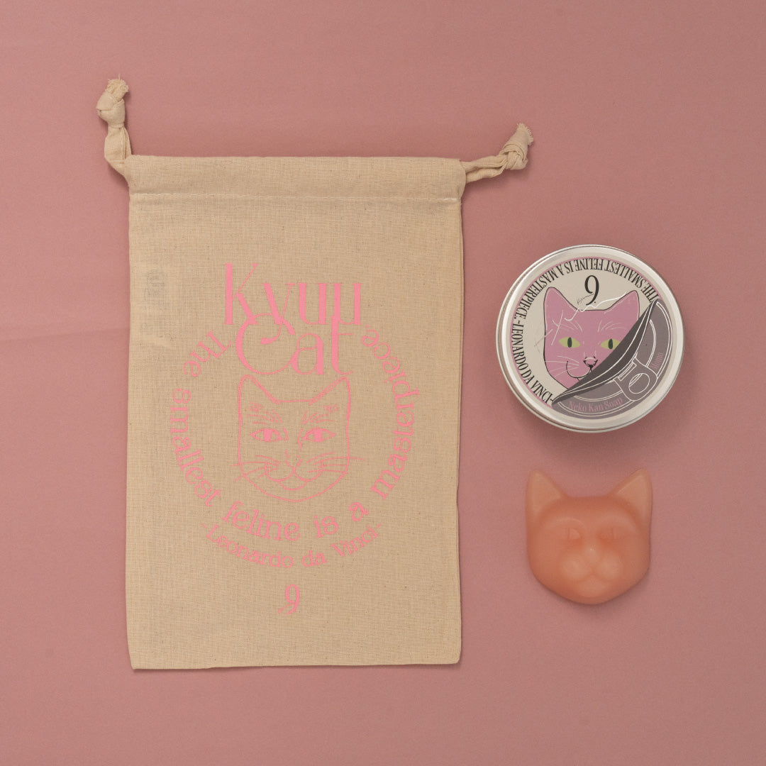 《数量限定》 ネコ缶SOAP《Momo》&猫巾着セット