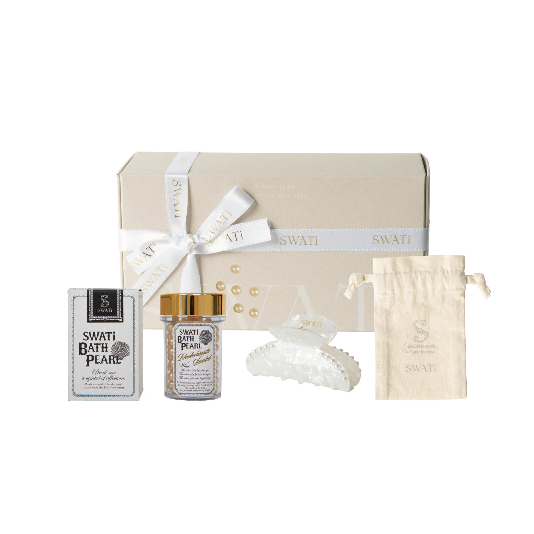 Gift BOX】SWATi BATH PEARL® & HAIR ACCESSORY（WHITE） – F.room