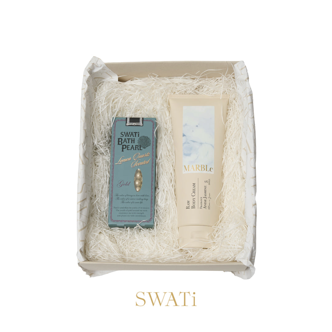 【F.room限定】SWATi GIFT BOX/入浴料(ｺﾞｰﾙﾄﾞ)&ﾎﾞﾃﾞｨｸﾘｰﾑ