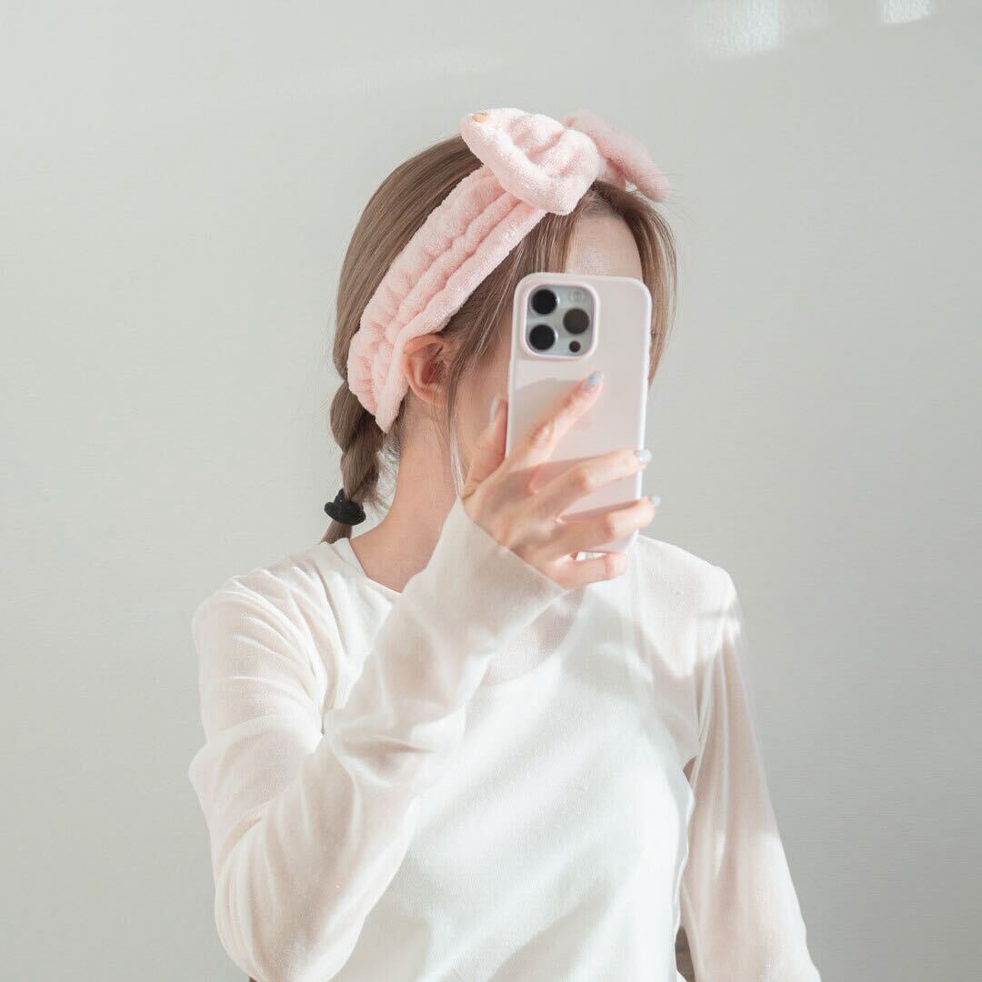 SWATi Pearl Hair Band & Clear Pouch（Baby Pink）