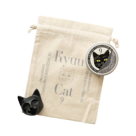 ネコ缶SOAP《炭黒》&猫巾着 Set