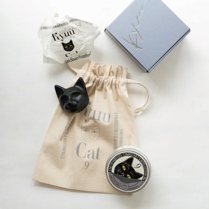 ネコ缶SOAP《炭黒》&猫巾着 Set