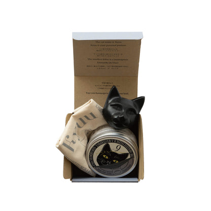 ネコ缶SOAP《炭黒》&猫巾着 Set