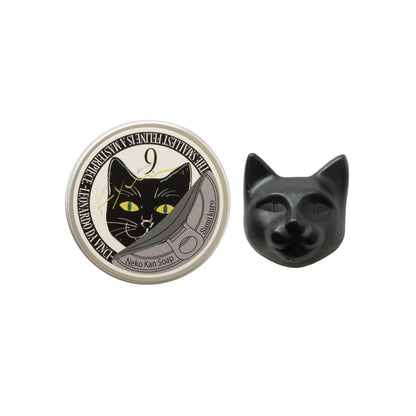 ネコ缶SOAP《炭黒》&猫巾着 Set