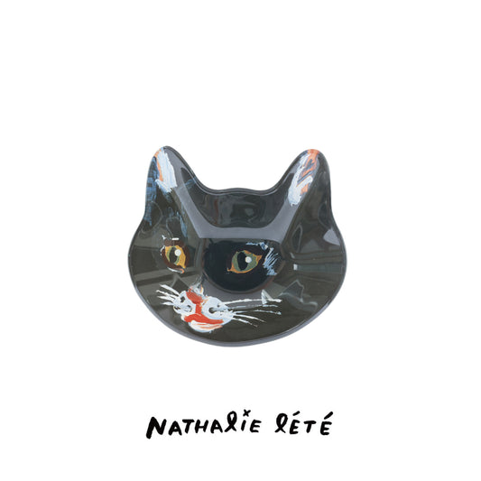 〈Nathalie Lete〉Cat face glass plate Black cat