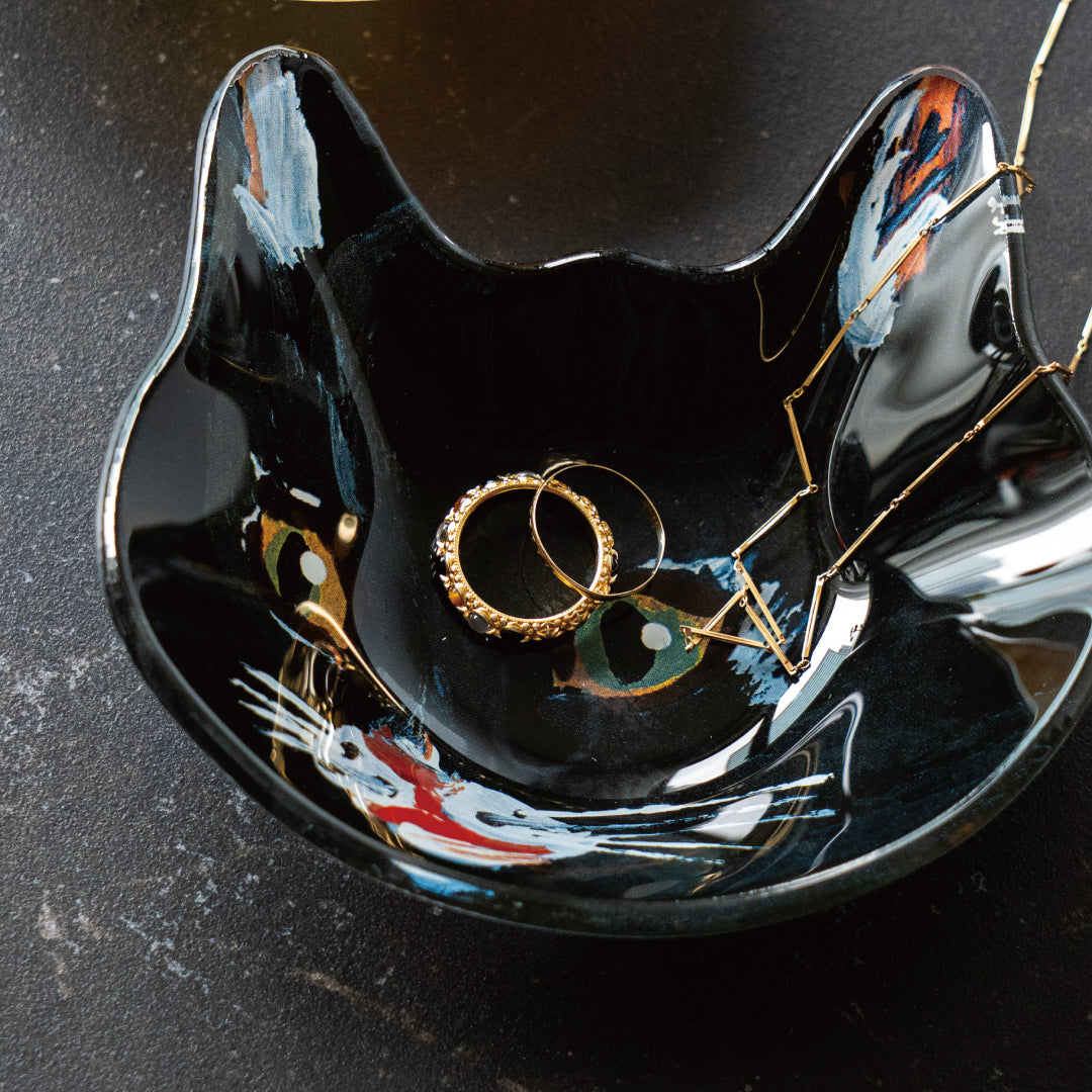 Nathalie Lete〉Cat face glass plate Black cat – F.room ONLINE STORE