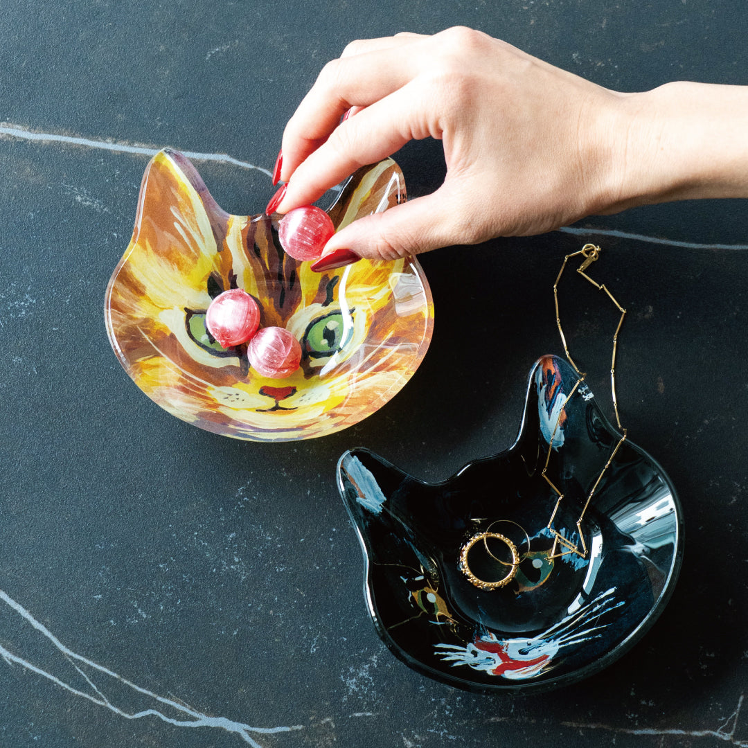Nathalie Lete〉Cat face glass plate Black cat – F.room ONLINE STORE
