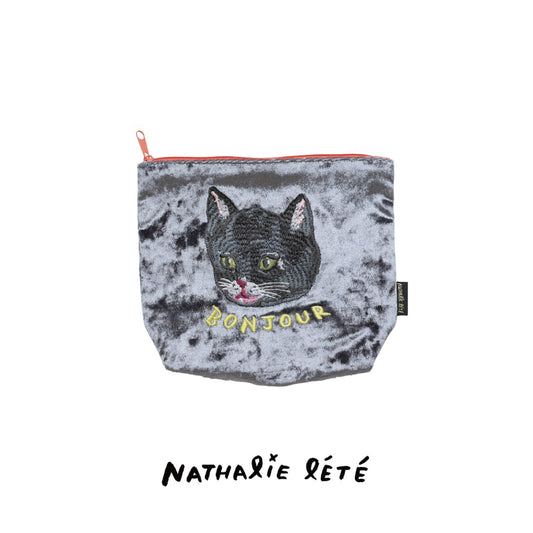 〈Nathalie Lete〉Velour pouch Black cat