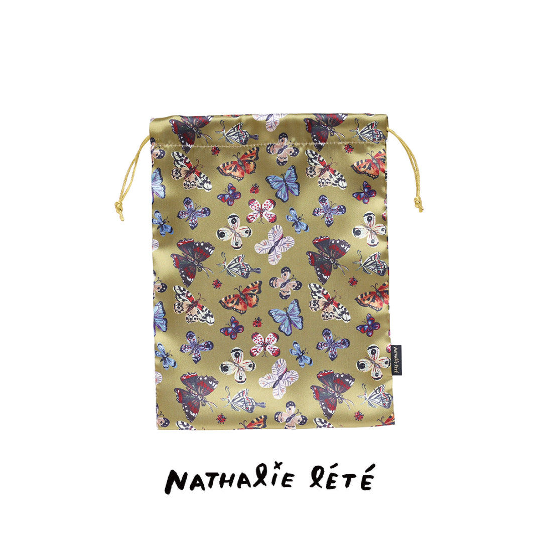 〈Nathalie Lete〉Satin drawstring pouch Butterfly