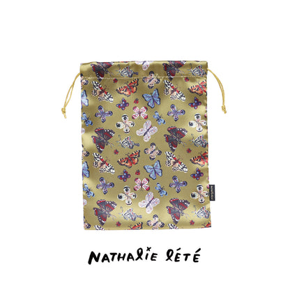 〈Nathalie Lete〉Satin drawstring pouch Butterfly