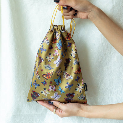 〈Nathalie Lete〉Satin drawstring pouch Butterfly