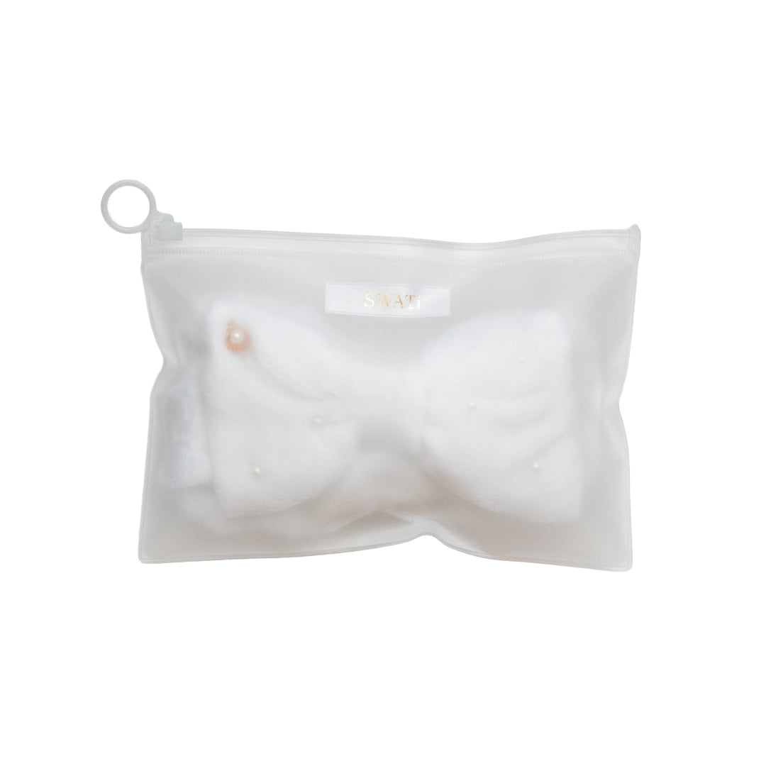 SWATi Pearl Hair Band & Clear Pouch（Pearl White)