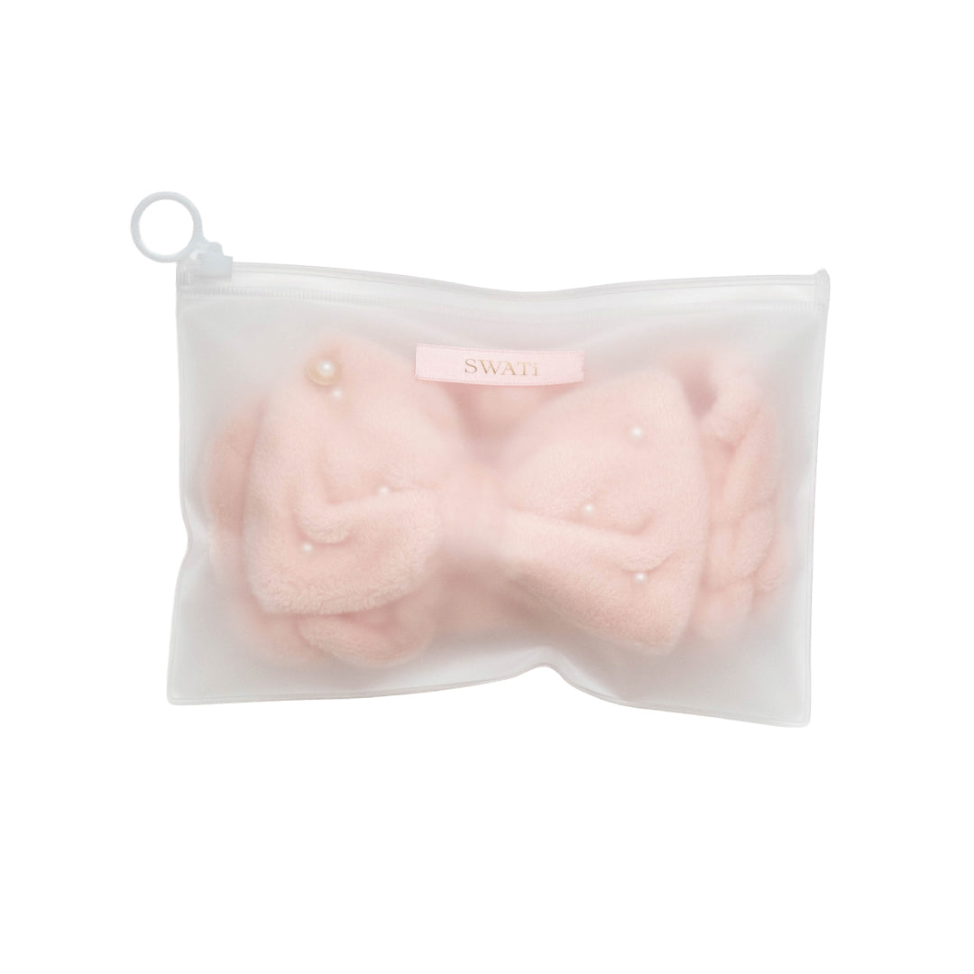 SWATi Pearl Hair Band & Clear Pouch（Baby Pink）