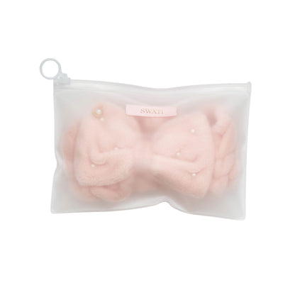 SWATi Pearl Hair Band & Clear Pouch（Baby Pink）