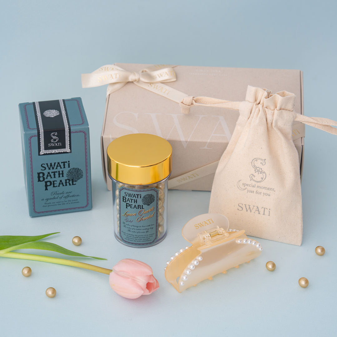 【Gift BOX】SWATi BATH PEARL® & HAIR ACCESSORY（GOLD）