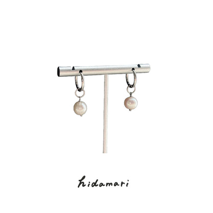 【hidamari】circle round pearl pair pierce／silver
