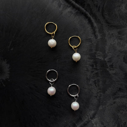 【hidamari】circle round pearl pair pierce／silver